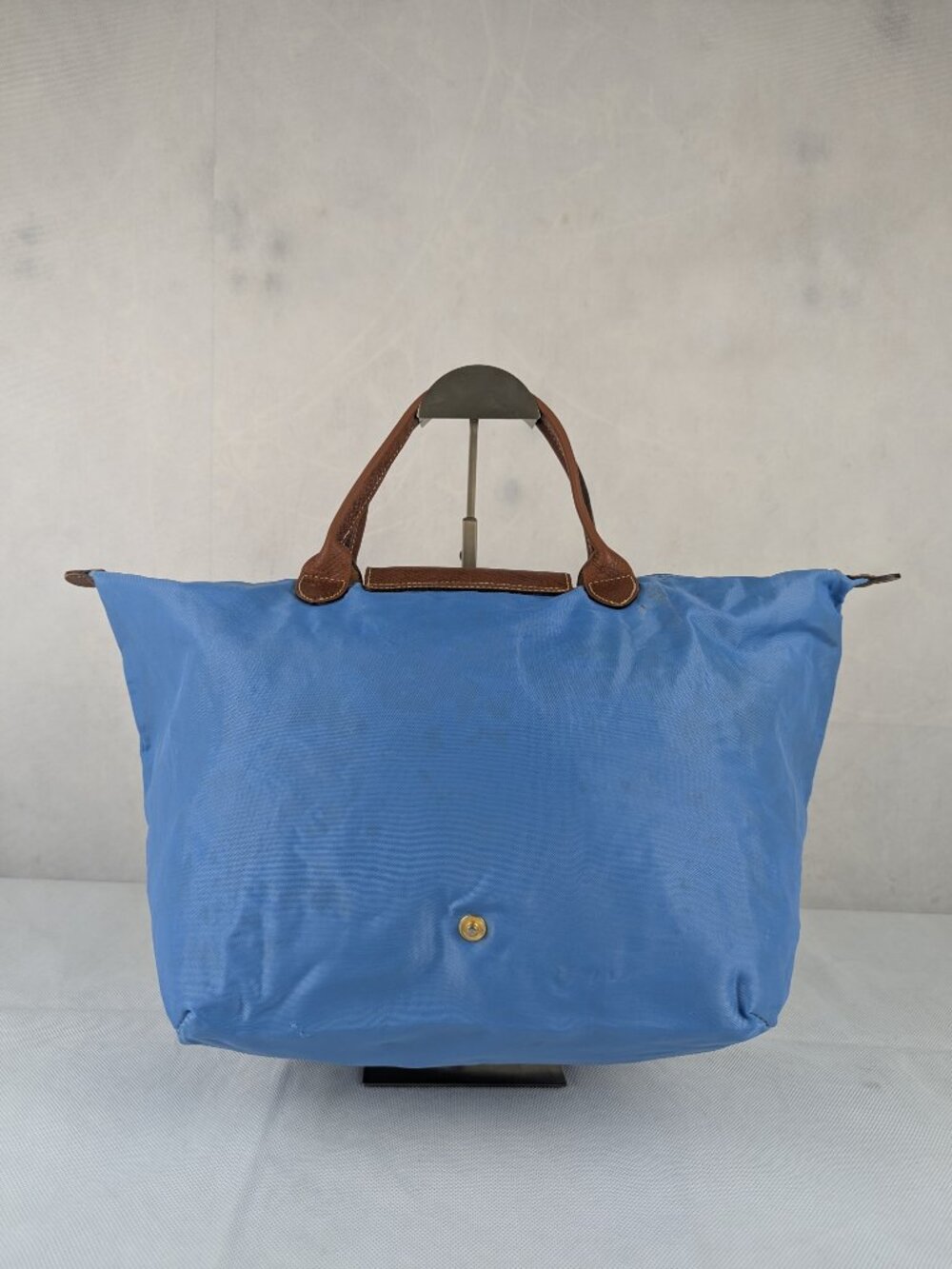 Pre-Owned Longchamp Le Pliage Blue Tote Bag Nylon Leather Trim - Authentic - Picture 2 of 16